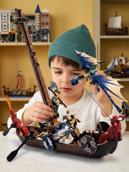 Эксклюзивные и Коллекционные Наборы LEGO 7016 Лодка викингов против дракона Виверна