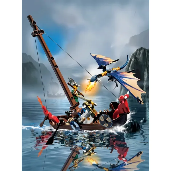 Эксклюзивные и Коллекционные Наборы LEGO 7016 Лодка викингов против дракона Виверна (Фото 6)